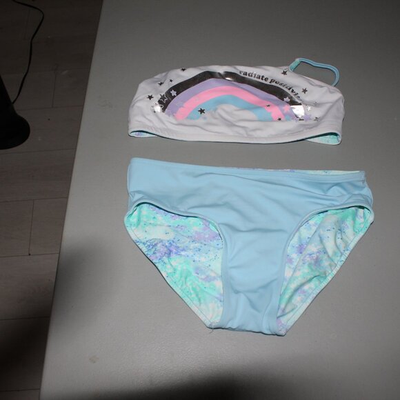 Multi Color Reversibile 2 Pcs Justice Bikini Swimsuit Size 16 - Picture 2 of 16